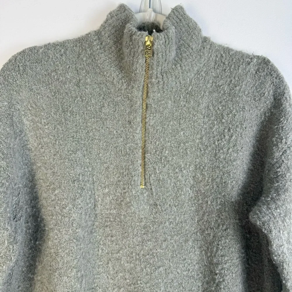 Anthropologie Sleeping on Snow Clarington Half Zip Wool Alpaca Green Sweater S